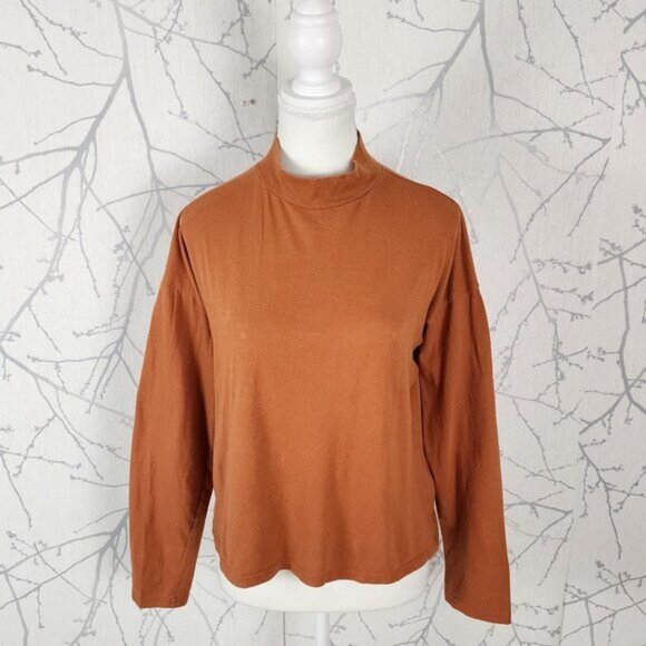 Everlane Tops - Everlane Orange Cotton Mockneck Long Sleeve Top